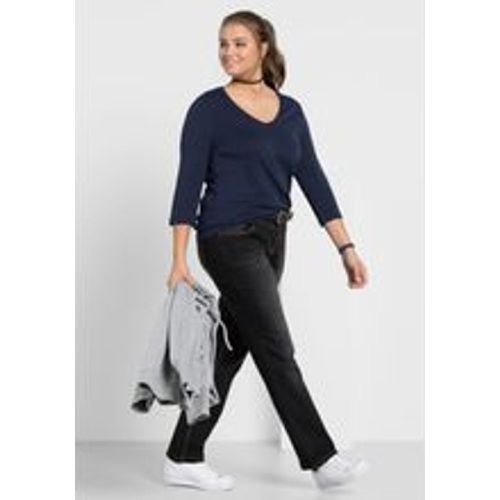 Große Größen: Gerade Jeans mit Used-Effekten, black Denim, Gr.28 - sheego - Modalova