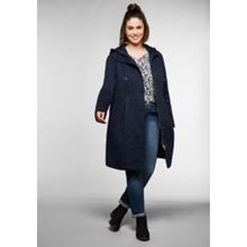 Große Größen: Mantel in Sweat-Qualität, mit hoher Taille und Kapuze, nachtblau, Gr.42 - sheego - Modalova