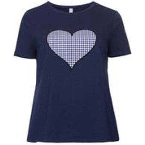 Große Größen: Shirt mit Herzmotiv, marine, Gr.56/58 - sheego - Modalova