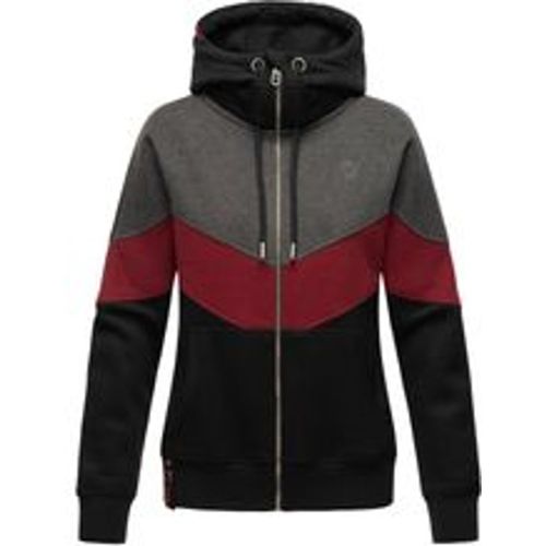 Damen Kapuzensweatjacke Sportliche Damen Sweatjacke im Coloblocking-Stil Honigperle - Navahoo - Modalova