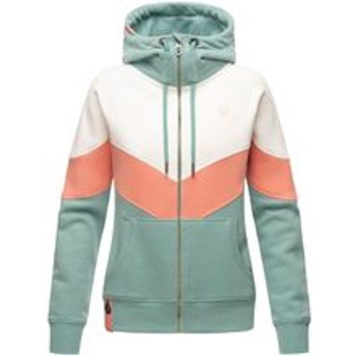 Damen Kapuzensweatjacke Sportliche Damen Sweatjacke im Coloblocking-Stil Honigperle - Navahoo - Modalova