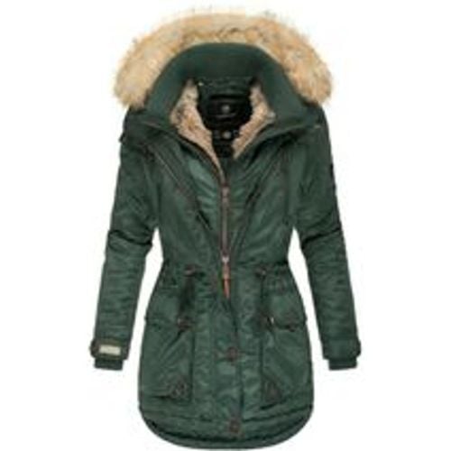 Damen Designer Wintermantel Winter Parka mit Kunstpelz-Kapuze Grinsekatze - Marikoo - Modalova