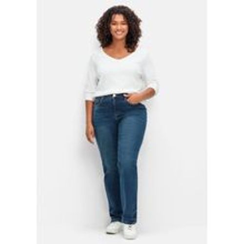 Große Größen: Gerade Stretch-Jeans mit Bodyforming-Effekt, dark blue Denim, Gr.100 - sheego - Modalova