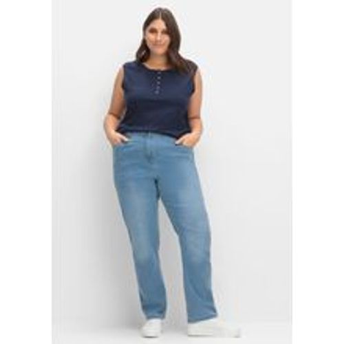 Große Größen: Gerade Jeans mit elastischem High-Waist-Bund, blue Denim, Gr.46 - sheego - Modalova