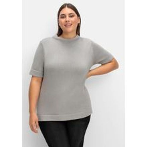Große Größen: Pullover mit Halbarm und Stehkragen, steingrau, Gr.50 - sheego - Modalova
