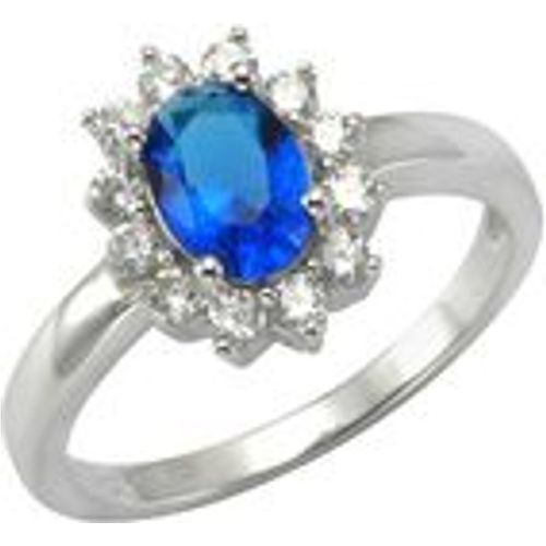 Zeeme Silber Ring 925/- Sterling Silber Glasstein blau Glänzend (Größe: 052 (16,6)) - Fashion24 DE - Modalova