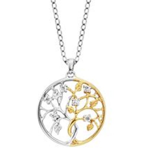 Anhänger mit Kette 925 Silber rhodiniert teils vergoldet Liebesbaum Zirkonia - Julie Julsen - Modalova