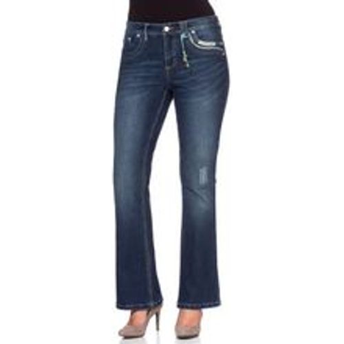 Große Größen: Bootcut Stretch-Jeans im Used-Look, dark blue Denim, Gr.54 - sheego by Joe Browns - Modalova