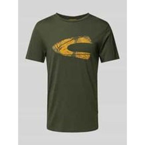 T-Shirt mit geripptem Rundhalsausschnitt - camel active - Modalova