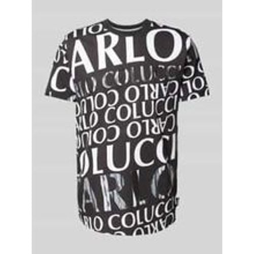 T-Shirt mit geripptem Rundhalsausschnitt - carlo colucci - Modalova