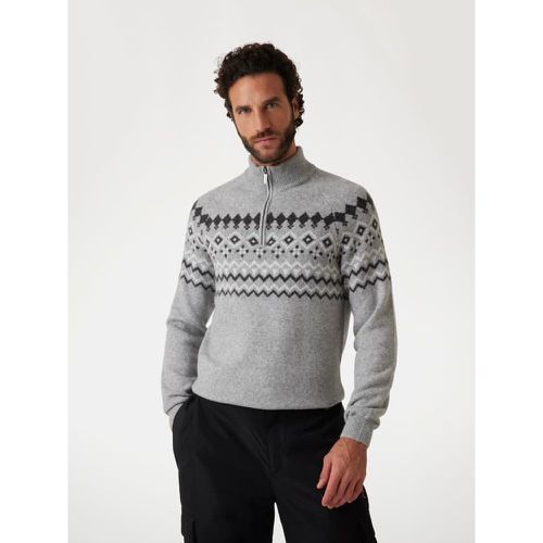 Maglione Con Zip Corta In Misto Lana Nordica - Guess - Modalova