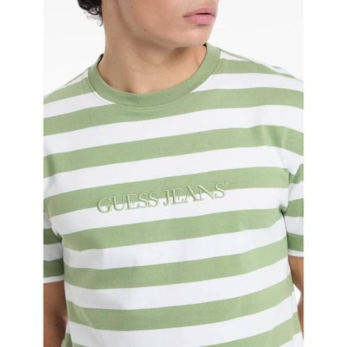 T-Shirt Con Logo A Righe - Guess - Modalova