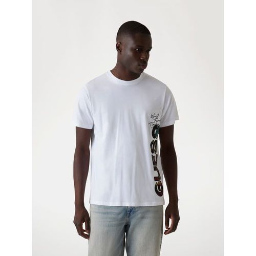 T-Shirt Con Logo Verticale - Guess - Modalova