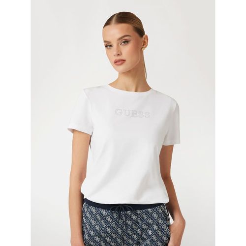 T-Shirt Logo Frontale Strass - Guess - Modalova