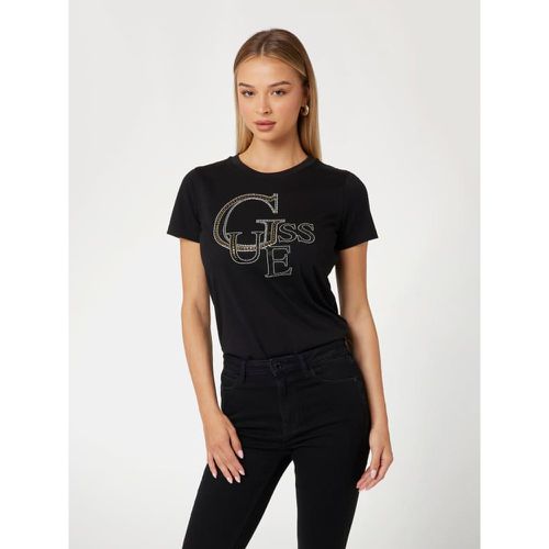 T-Shirt Con Logo Frontale E Borchie - Guess - Modalova