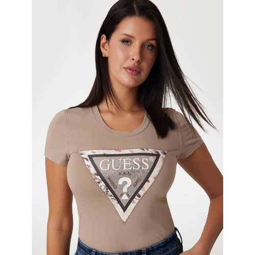 T-Shirt Con Logo Triangolo Animalier - Guess - Modalova