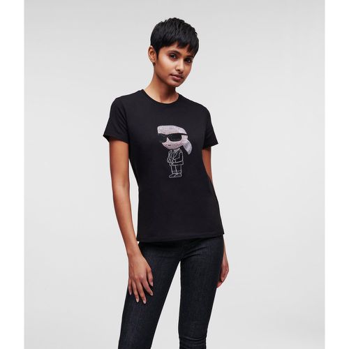 Karl Ikonik Rhinestone Karl T-shirt, Woman, , Size: XL - Karl Lagerfeld - Modalova