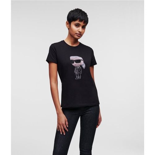 Karl Ikonik Rhinestone Karl T-shirt, Woman, , Size: XXL - Karl Lagerfeld - Modalova