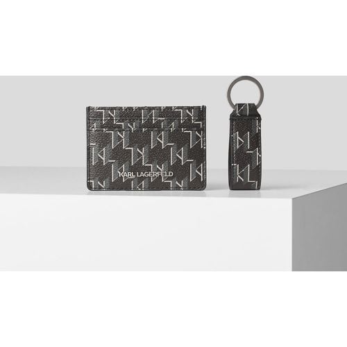 K/monogram Klassik Cardholder And Keychain Set, Man, , Size: One size - Karl Lagerfeld - Modalova