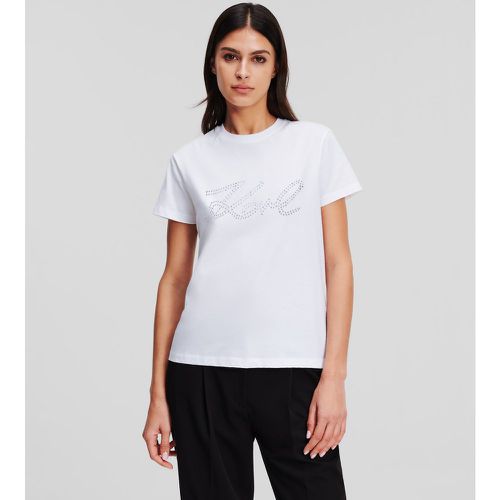 Rhinestone Karl Signature T-shirt, Woman, , Size: L - Karl Lagerfeld - Modalova