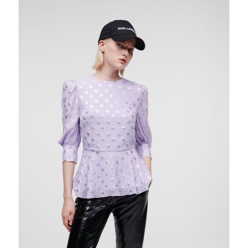 Metallic Monogram Blouse, Woman, , Size: 4 - Karl Lagerfeld - Modalova