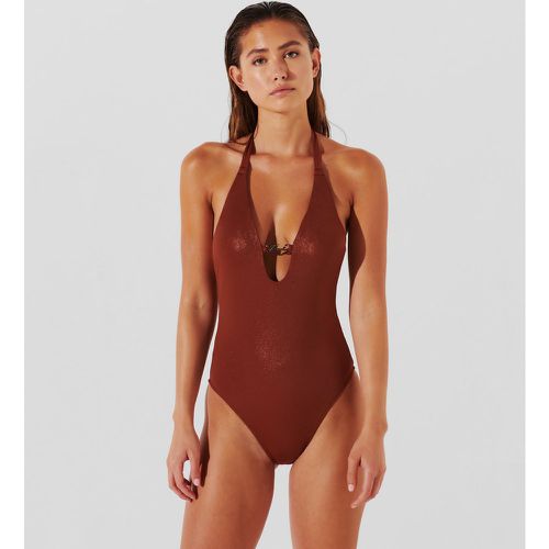 Karl Signature Shiny Swimsuit, Woman, , Size: XS - Karl Lagerfeld - Modalova