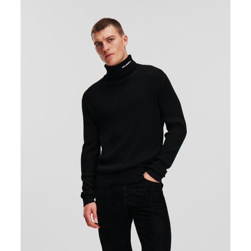 Karl Logo Rib-knit Turtleneck, Man, , Size: L - Karl Lagerfeld - Modalova