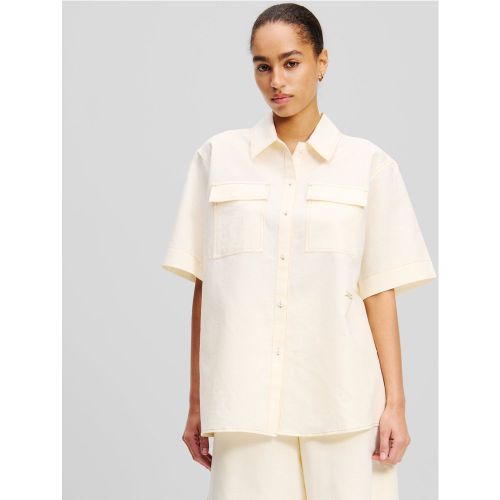 Linen-blend Blouse, Woman, , Size: 4 - Karl Lagerfeld - Modalova