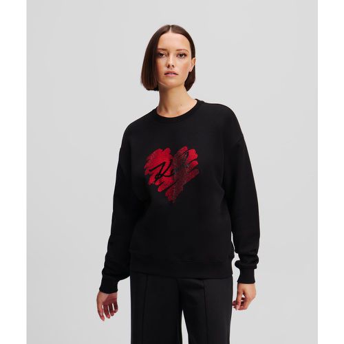 K/heart Rhinestone Sweatshirt, Woman, , Size: L - Karl Lagerfeld - Modalova