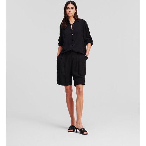 Linen-blend Tailored Shorts, Woman, , Size: 46 - Karl Lagerfeld - Modalova