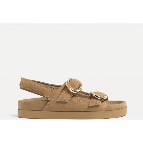 Sandales plates en cuir à boucles 35 - Stradivarius - Modalova