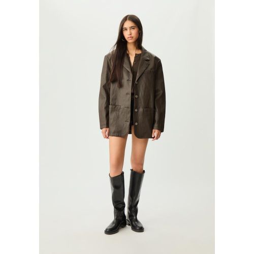 Blazer oversize effet similicuir XS - Stradivarius - Modalova