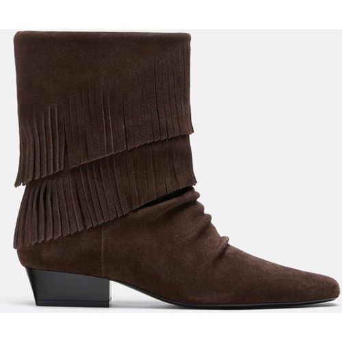 Bottines plates en cuir à franges 35 - Stradivarius - Modalova