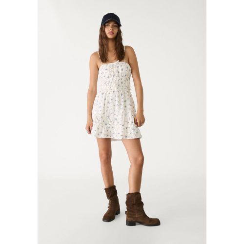 Robe à bretelles imprimée Écru XS - Stradivarius - Modalova