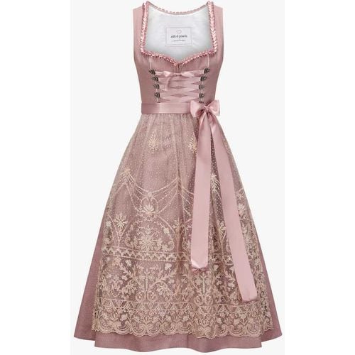 X LODENFREY Midi-Dirndl mit Spitzenschürze - Silk & Pearls - Modalova