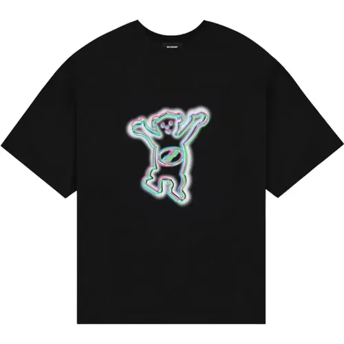 Schwarzes T-Shirt mit Teddybär-Print , Herren, Größe: S - We11Done - Modalova