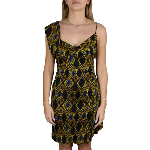 Kleid mit asymmetrischen Trägern und Mustern , Damen, Größe: L - Balenciaga - Modalova