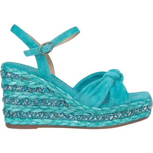 Beaded Wedge Sandal with Knotted Straps , female, Sizes: 5 UK, 4 UK - Alma en Pena - Modalova