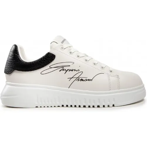Leather Sneakers with Black Logo , male, Sizes: 6 UK, 7 UK, 5 UK, 7 1/2 UK, 9 UK, 6 1/2 UK, 5 1/2 UK, 12 UK, 10 UK - Emporio Armani - Modalova
