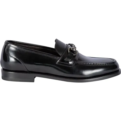 Schwarze Slip-On Flache Schuhe aus Kalbsleder - Tagliatore - Modalova