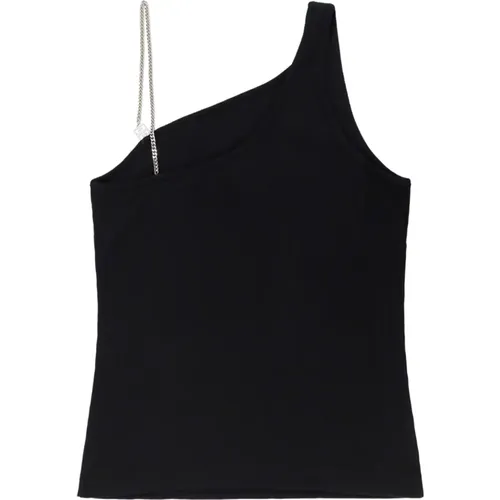 Schwarzes One-Shoulder-Top mit Metallketten-Detail , Damen, Größe: S - Givenchy - Modalova