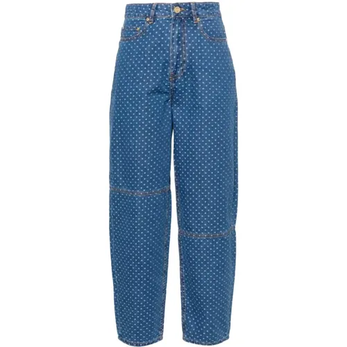 Vintage Wide Leg Polka Dot Denim Jeans , Damen, Größe: W27 - Ganni - Modalova
