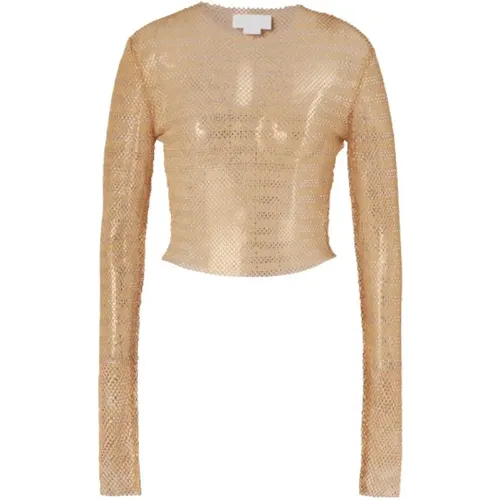 Quadratischer Strass-Top,Long Sleeve Tops - Genny - Modalova