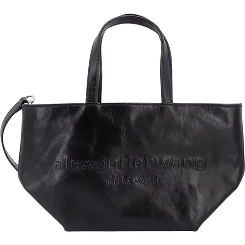 Schwarze Lederhandtasche mit Logo - alexander wang - Modalova