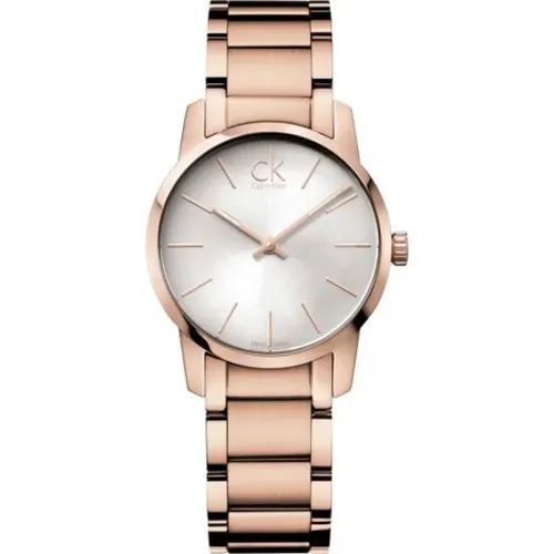 Elegant Quartz Watch with White Dial and Rose Gold Strap , female, Sizes: ONE SIZE - Calvin Klein - Modalova