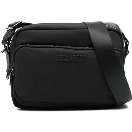 Textured Wallet with Shoulder Strap , male, Sizes: ONE SIZE - Dsquared2 - Modalova