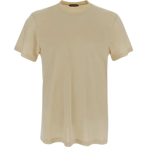 Cotton Lyocell Crewneck T-Shirt , Herren, Größe: L - Tom Ford - Modalova