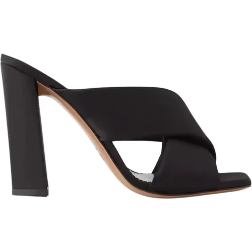 Schwarze Satin Cross Strap Heels , Damen, Größe: 37 EU - Paris Texas - Modalova