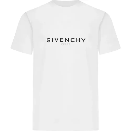 Weiße T-Shirts und Polos mit geripptem Rundhalsausschnitt , Herren, Größe: S - Givenchy - Modalova