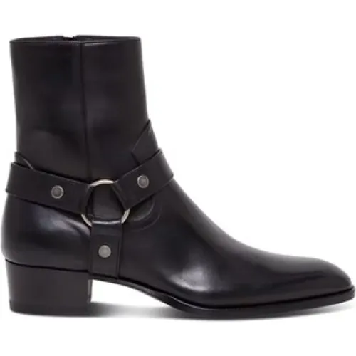 Wyatt Harness Boots In Smooth Leather , male, Sizes: 10 UK, 8 UK, 6 UK, 11 UK, 9 UK, 7 UK - Saint Laurent - Modalova